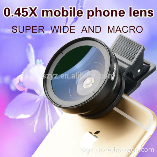 Professional HD Camera Lens Kit with 0.45X Super Wide Angle Lens + 12.5X Macro Wide Angle Lens